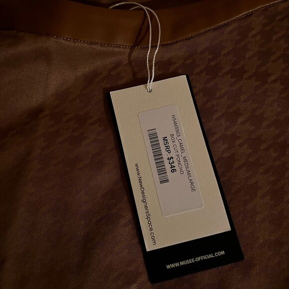 MUSEE WOMENS BROWN BOX CUT PONCHO M-L NWT$345 - Picture 7 of 7